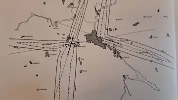 Linköpings form bestäms av militärens anspråk på mark. Bild ur Generalplan för Linköping 1967