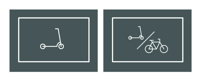 Bild visar symbol för vart du ska parkera din elsparkcykel/cykel